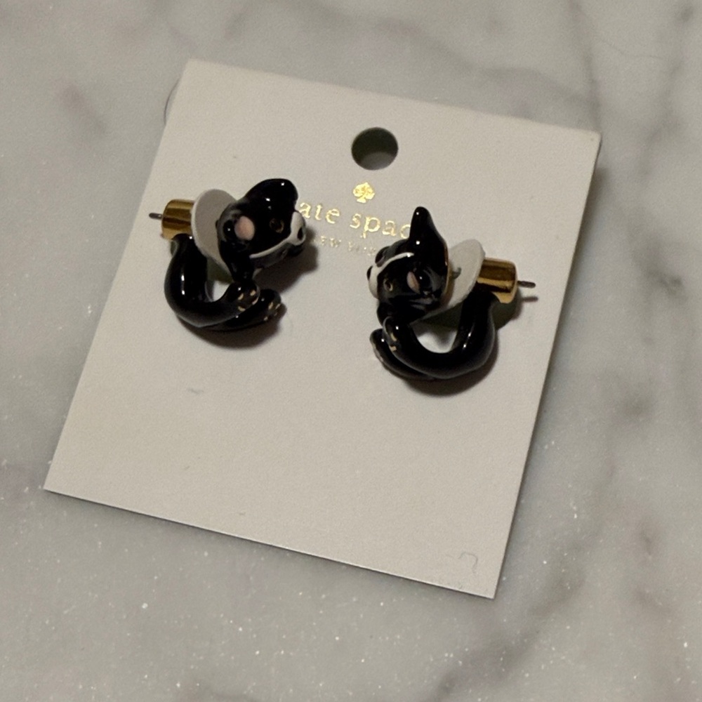 ❤️Kate Spade Black and White French Bulldog Earrings